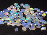 4x6mm-6x8mm Ethiopian Opal Oval Rose Cut Flat Back Cabochons, 5 Pcs Natural Rare