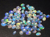 4x6mm-6x8mm Ethiopian Opal Oval Rose Cut Flat Back Cabochons, 5 Pcs Natural Rare