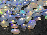 4x6mm-6x8mm Ethiopian Opal Oval Rose Cut Flat Back Cabochons, 5 Pcs Natural Rare