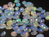 4x6mm-6x8mm Ethiopian Opal Oval Rose Cut Flat Back Cabochons, 5 Pcs Natural Rare