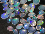 4x6mm-6x8mm Ethiopian Opal Oval Rose Cut Flat Back Cabochons, 5 Pcs Natural Rare