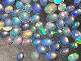 4x6mm-6x8mm Ethiopian Opal Oval Rose Cut Flat Back Cabochons, 5 Pcs Natural Rare