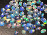 4x6mm-6x8mm Ethiopian Opal Oval Rose Cut Flat Back Cabochons, 5 Pcs Natural Rare