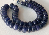 10-14mm Blue Sapphire Plain Rondelle Beads, Glass Filled Sapphire Plain Rondelle