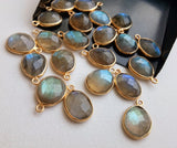 13-16 mm Labradorite Bezel Connectors, Faceted Labradorite Free Form Shape