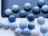 7-9mm Blue Opal Cabochons, Natural Blue Opal Plain Round Flat Back Cabochons