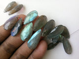 10x16 mm-10x23 mm Labradorite Faceted Pear Beads, Natural Flashy Blue Fire