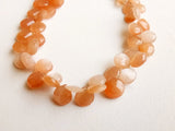 6.5-8 mm Peach Moonstone Faceted Heart Beads, Natural Peach Moonstone Heart
