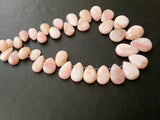 7x9mm - 12x16mm Pink Opal Plain Pear Beads, Natural Peruvian Pink Opal Pear