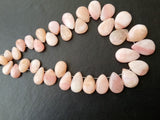 7x9mm - 12x16mm Pink Opal Plain Pear Beads, Natural Peruvian Pink Opal Pear