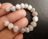 5-7mm Perfect Round Grey Raw Diamond Large Rough Rondelle Beads (2IN To 4IN)
