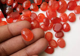 9mm Carnelian Rose Cut Cabochons, Carnelian Faceted Flat Back Cabochons