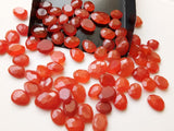 9mm Carnelian Rose Cut Cabochons, Carnelian Faceted Flat Back Cabochons