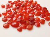 9mm Carnelian Rose Cut Cabochons, Carnelian Faceted Flat Back Cabochons