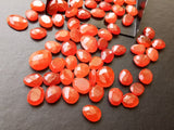 9mm Carnelian Rose Cut Cabochons, Carnelian Faceted Flat Back Cabochons