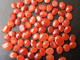 9mm Carnelian Rose Cut Cabochons, Carnelian Faceted Flat Back Cabochons