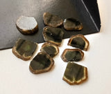 9-12mm Green Tourmaline Slices, Loose Green Tourmaline Gemstones, 5 Pcs Slices