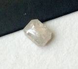 White OOAK Emerald Shaped Diamond, 0.43 Ct 3.6x4.8mm Rose Cut Diamond-PPD50
