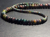 3.5-5mm Black Ethiopian Welo Opal Plain Rondelles,Black Ethiopian Opal Beads