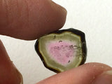 13x13.5mm Rare Watermelon Tourmaline Rough Slice, OOAK Slice For Jewelry