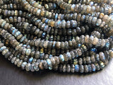 7-10mm Labradorite Melon Beads, Natural Labradorite Hand Carved Melon Beads