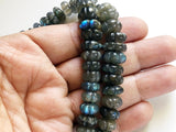 7-10mm Labradorite Melon Beads, Natural Labradorite Hand Carved Melon Beads