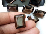 10 Pcs Smoky Quartz Emerald Cut Stone, Natural Smoky Quartz Rectangle Cut Loose Gemstone For Jewelry, Brown Stone (9x11mm To 15x20mm Option)