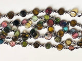 5-6 mm Multi Tourmaline Rosary, Natural Tourmaline Plain Round Connector Chain