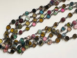 5-6 mm Multi Tourmaline Rosary, Natural Tourmaline Plain Round Connector Chain