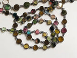 5-6 mm Multi Tourmaline Rosary, Natural Tourmaline Plain Round Connector Chain