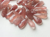 10x22- 13x36 mm Strawberry Quartz Faceted Pear Bead, Natural Strawberry Quartz