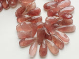 10x22- 13x36 mm Strawberry Quartz Faceted Pear Bead, Natural Strawberry Quartz