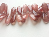 10x22- 13x36 mm Strawberry Quartz Faceted Pear Bead, Natural Strawberry Quartz