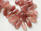 10x22- 13x36 mm Strawberry Quartz Faceted Pear Bead, Natural Strawberry Quartz