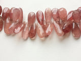 10x22- 13x36 mm Strawberry Quartz Faceted Pear Bead, Natural Strawberry Quartz