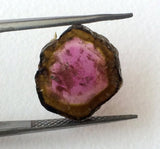 16mm Rare Watermelon Tourmaline Rough Slice, OOAK Slice Pendant For Jewelry