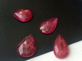 Ruby Glass Filled Cabochons, Faceted Pear Ruby Flat Back Cabochons, Loose Ruby Stones, Ruby Perfect for Ring to PPH5 (A To F Options)