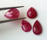 8x13.5mm to10.5x14mm Ruby Glass Filled Cabochons, Faceted Pear Ruby Flat Back Cabochons, Ruby Perfect for Ring to PPH4 (A To E Options)