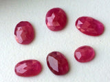 6.5x7.9mm-8.5x10.7mm Ruby Glass Filled Faceted Oval Cabochons, Ruby Flat Back