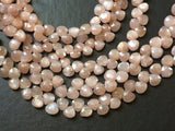 8 mm Peach Moonstone Faceted Hearts, Natural Peach Moonstone Heart Beads, Peach