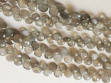 8 mm Gray Moonstone Faceted Hearts, 8 mm Natural Gray Moonstone Heart Beads