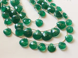 12-19 mm Green Onyx Faceted Heart Beads, Natural Green Onyx Heart Briolettes