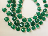 12-19 mm Green Onyx Faceted Heart Beads, Natural Green Onyx Heart Briolettes