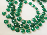 12-19 mm Green Onyx Faceted Heart Beads, Natural Green Onyx Heart Briolettes