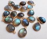 13-16 mm Labradorite Bezel Connectors, Faceted Labradorite Free Form Shape