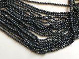 4mm Mystic Black Spinel Micro Faceted Rondelle Beads, 13 Inches Black Spinel