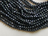 4mm Mystic Black Spinel Micro Faceted Rondelle Beads, 13 Inches Black Spinel