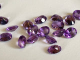 7x9mm African Amethyst Oval Cut Stone Lot, Natural Pointed Back Oval Faceted Amethyst, 18 Cts Loose Purple Amethyst For Jewelry