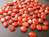 9mm Carnelian Rose Cut Cabochons, Carnelian Faceted Flat Back Cabochons