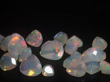 4-6mm Ethiopian Opal Faceted Heart Cut Stone, Fire Opal Faceted Heart Cut Stone